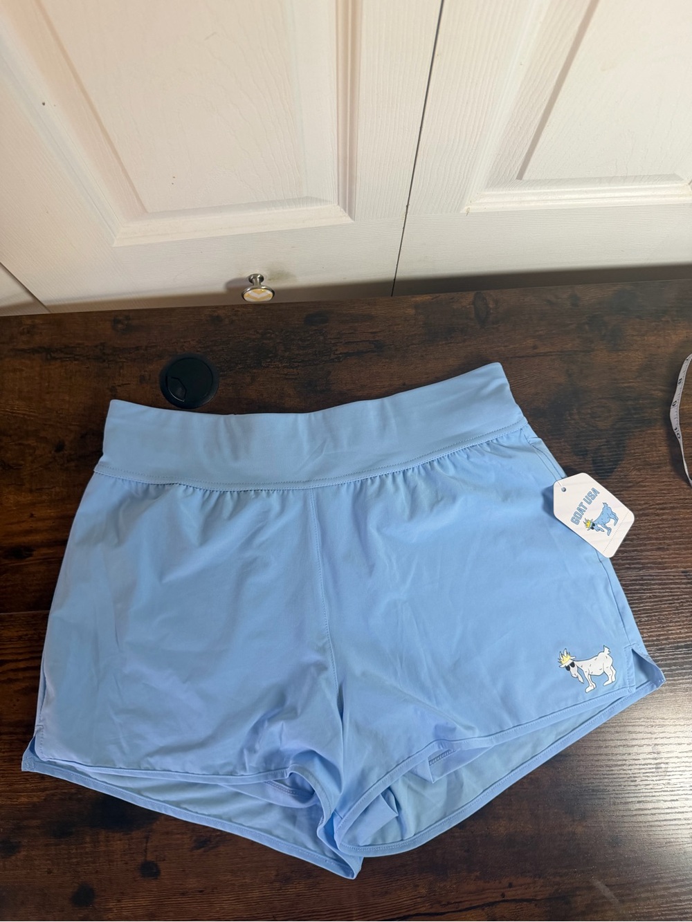 GOAT USA Women's Performance Athletic Running Shorts Light Blue NWT Size Large - Picture 8 of 12